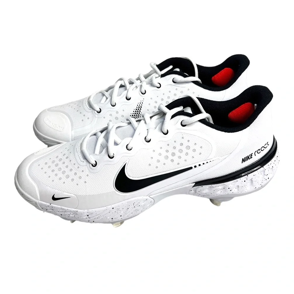 New NIKE Alpha Huarache Elite 3 White Black Metal Spikes Baseball Cleats Mens 14